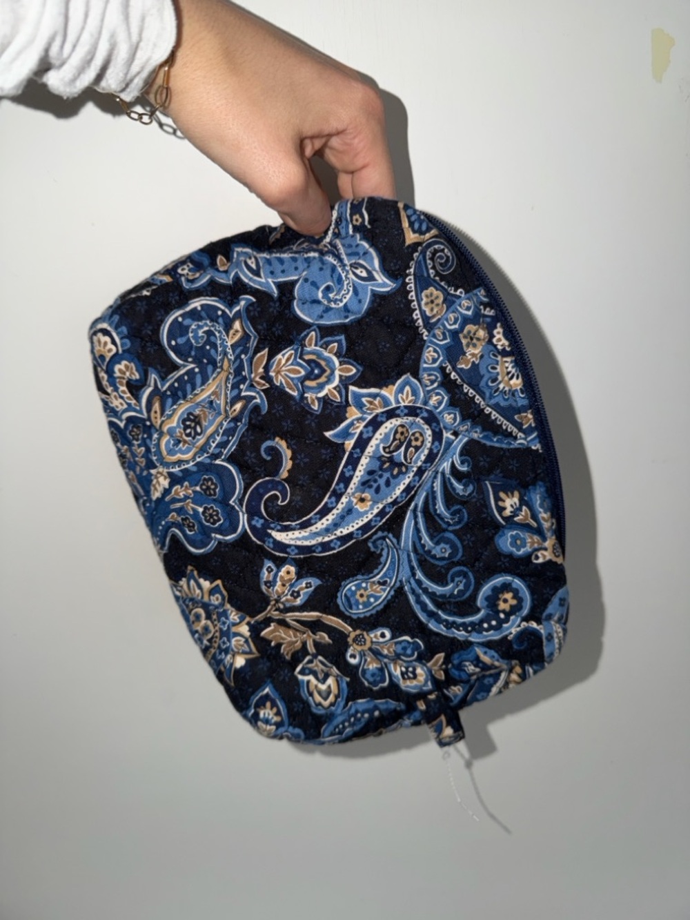 Vera Bradley Navy and Light Blue Floral Quilted Cosmetic Pouch
